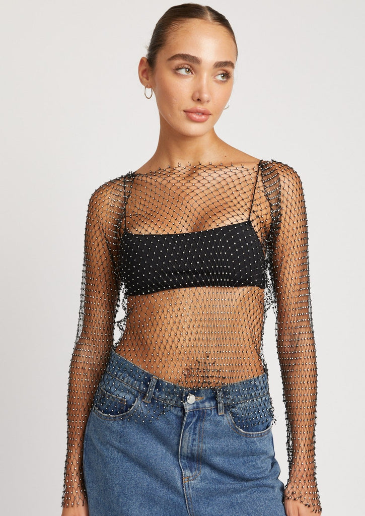 mesh rhinestone top under 40