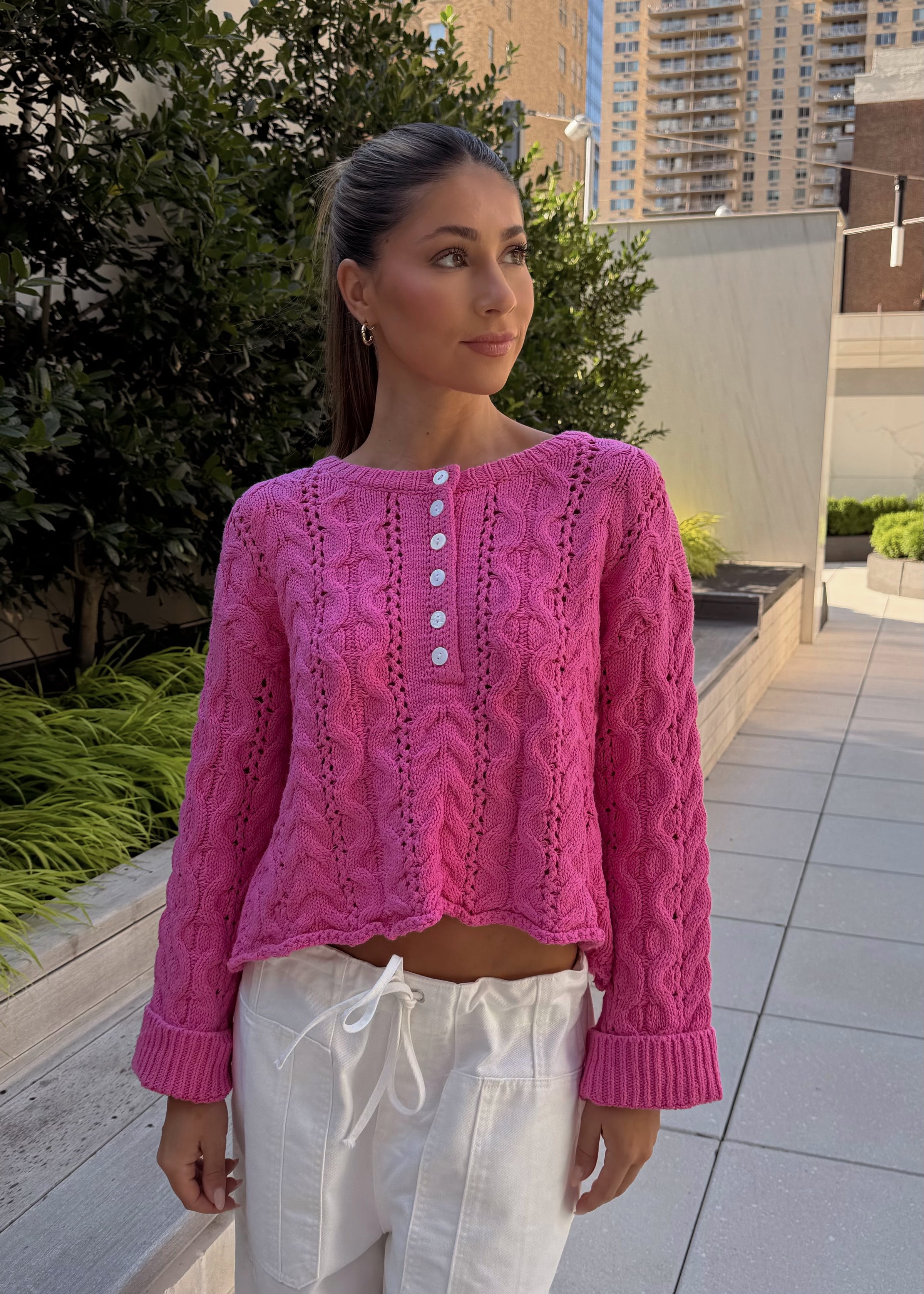 トップス andwang kirakira pink Parker fit Kira Sweater Pink | Shopella