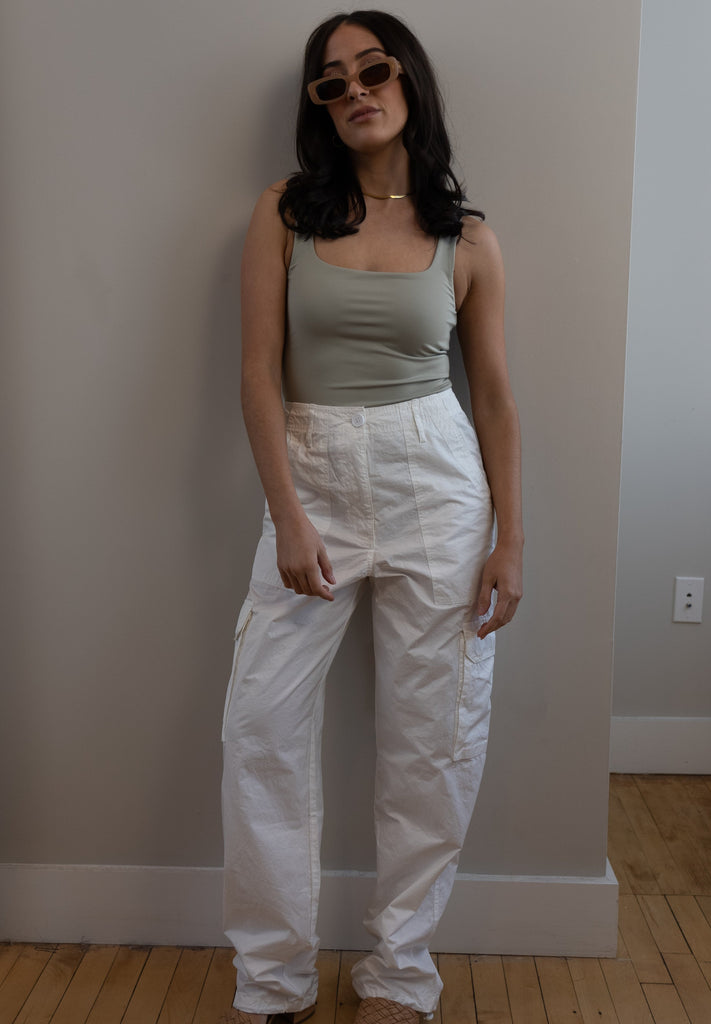 white cargo pants